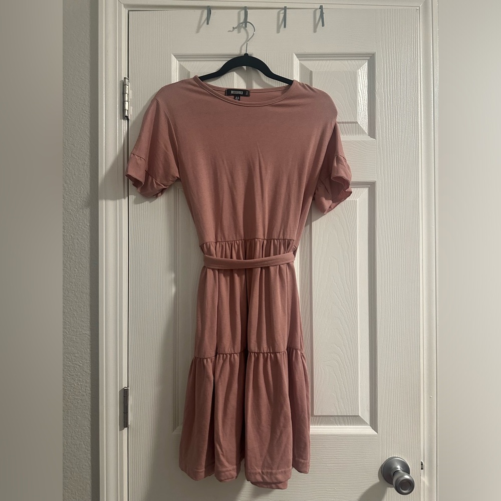 Misguided, pink short sleeve dress